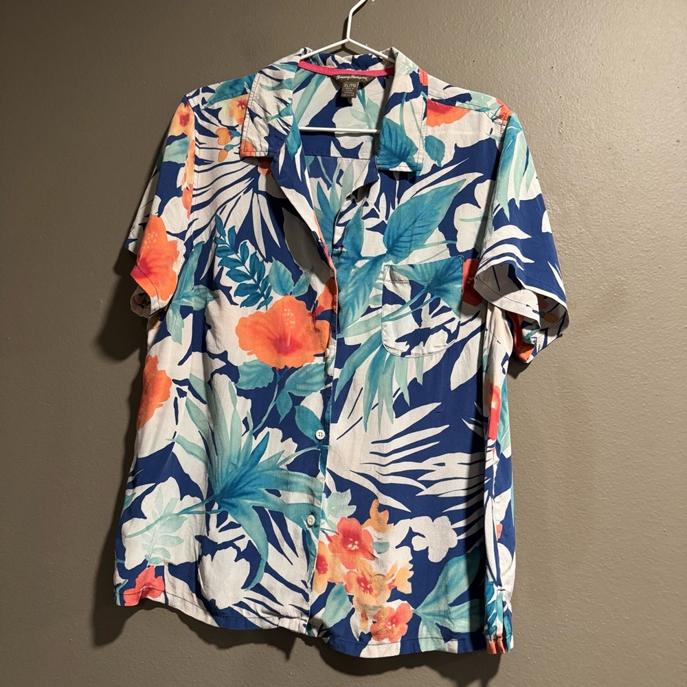 Tommy Bahama 100% Silk Floral Shirt Size XL